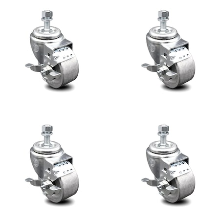 Service Caster Semi Steel Swvl TS Caster w/RB w/3"Wheel&12mmStem-4 Swvl w/Top Lck BRK, 4PK SCC-TS20S315-SSR-TLB-M1215-4